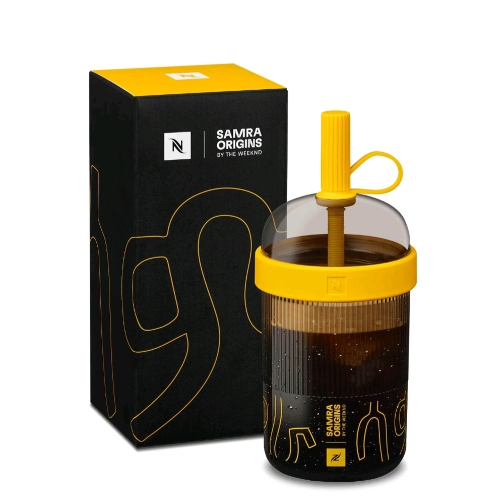 Nespresso YELLOW 540mL BARISTA NOMAD ICED COFFEE MUG SAMRA THE WEEKND BOXED NEW